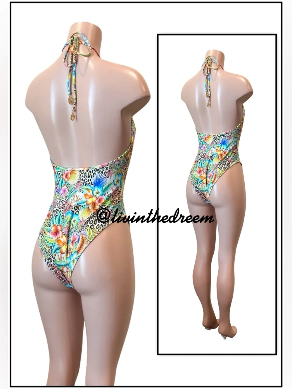 Luli Fama Jungle Tropical Floral Plunge One-Piece Swimsuit - Multicolor SZ XL